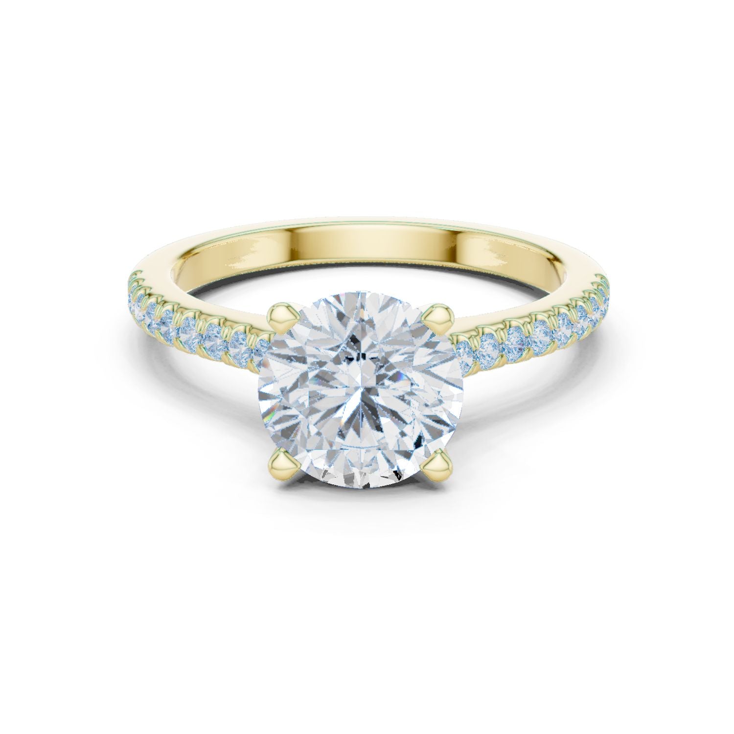 Round Lab Grown Diamond Pave Engagement Ring