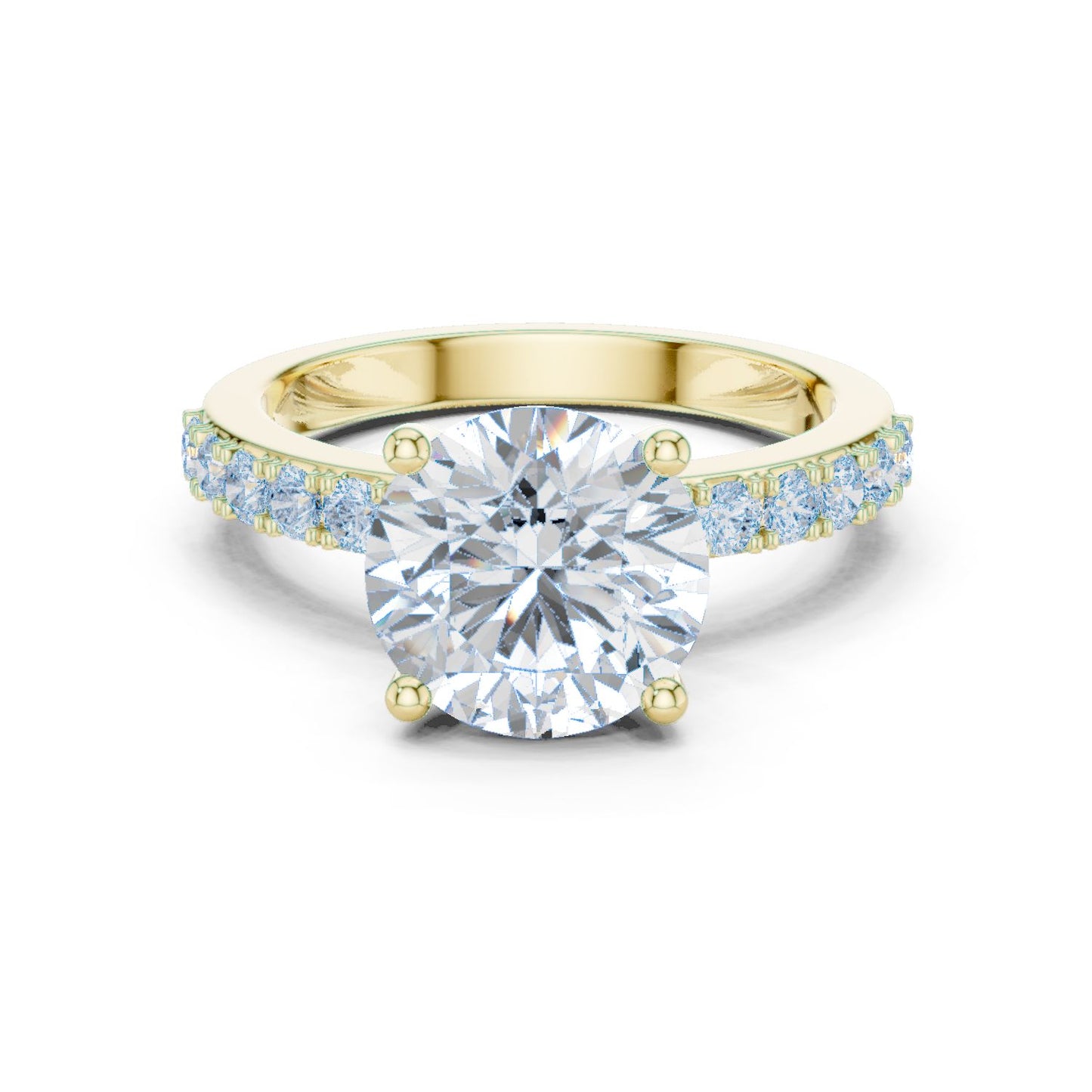 Round Lab Grown Diamond Pave Engagement Ring