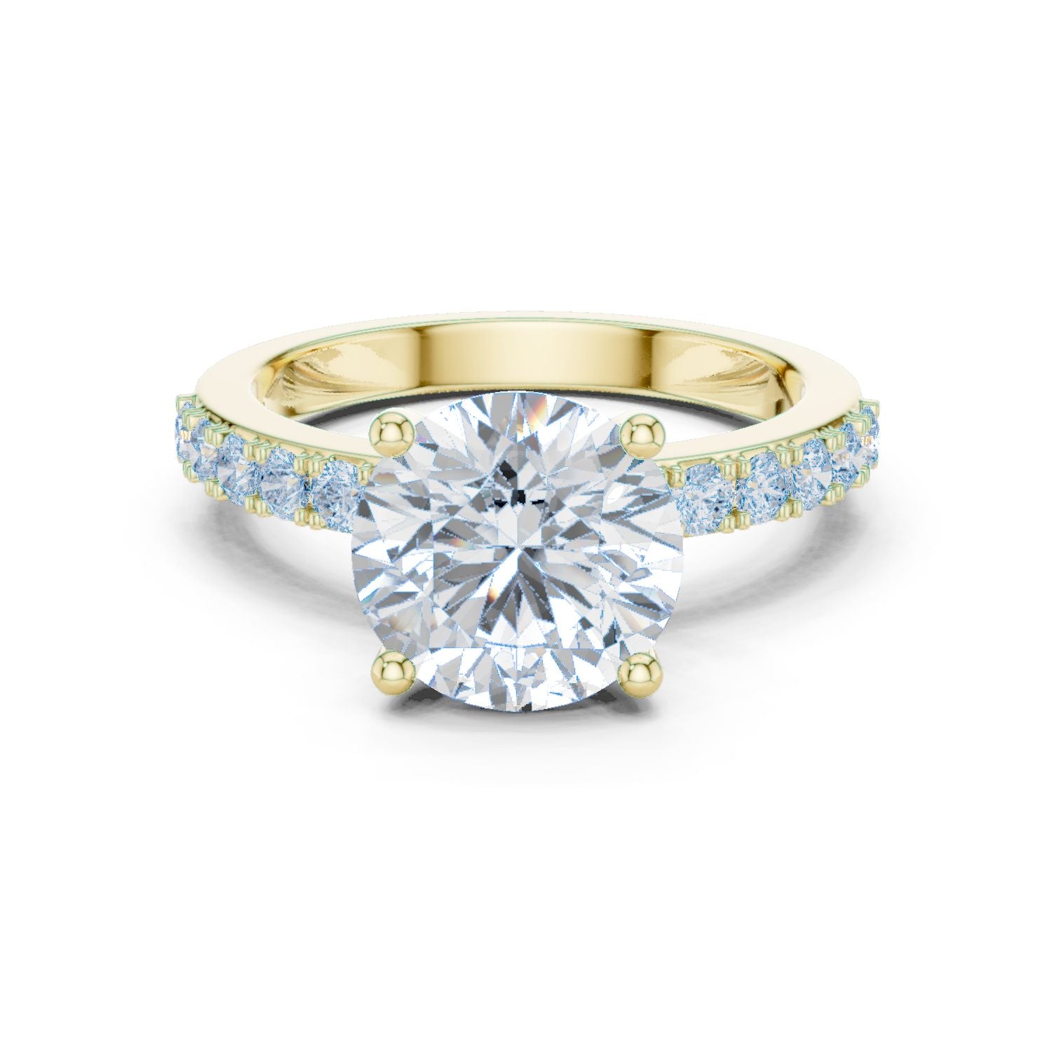 Round Lab Grown Diamond Pave Engagement Ring