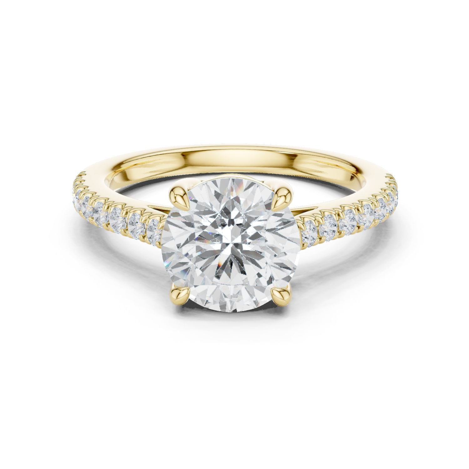 Round Lab Grown Diamond Pave Engagement Ring