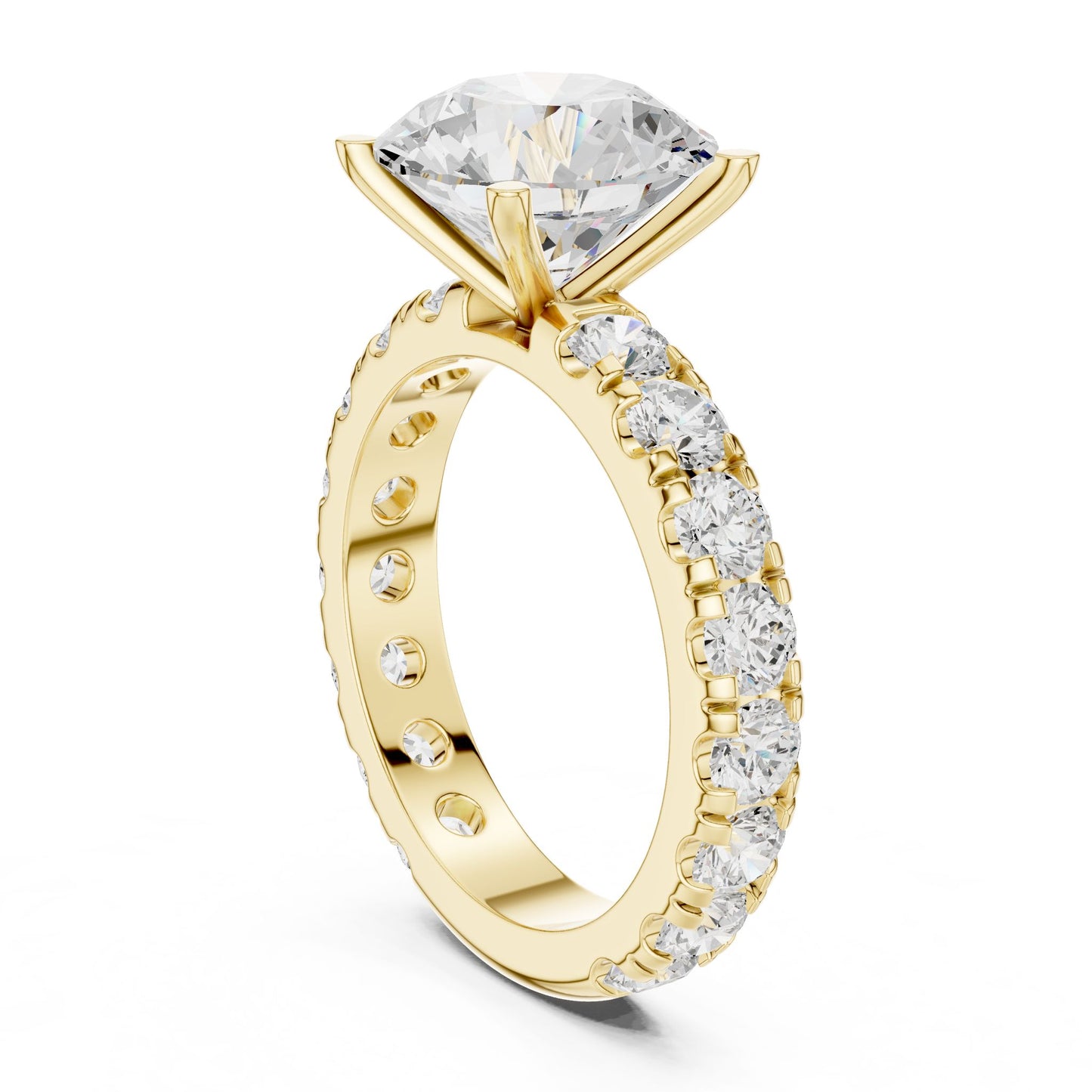 Round Lab Grown Diamond Pave Engagement Ring