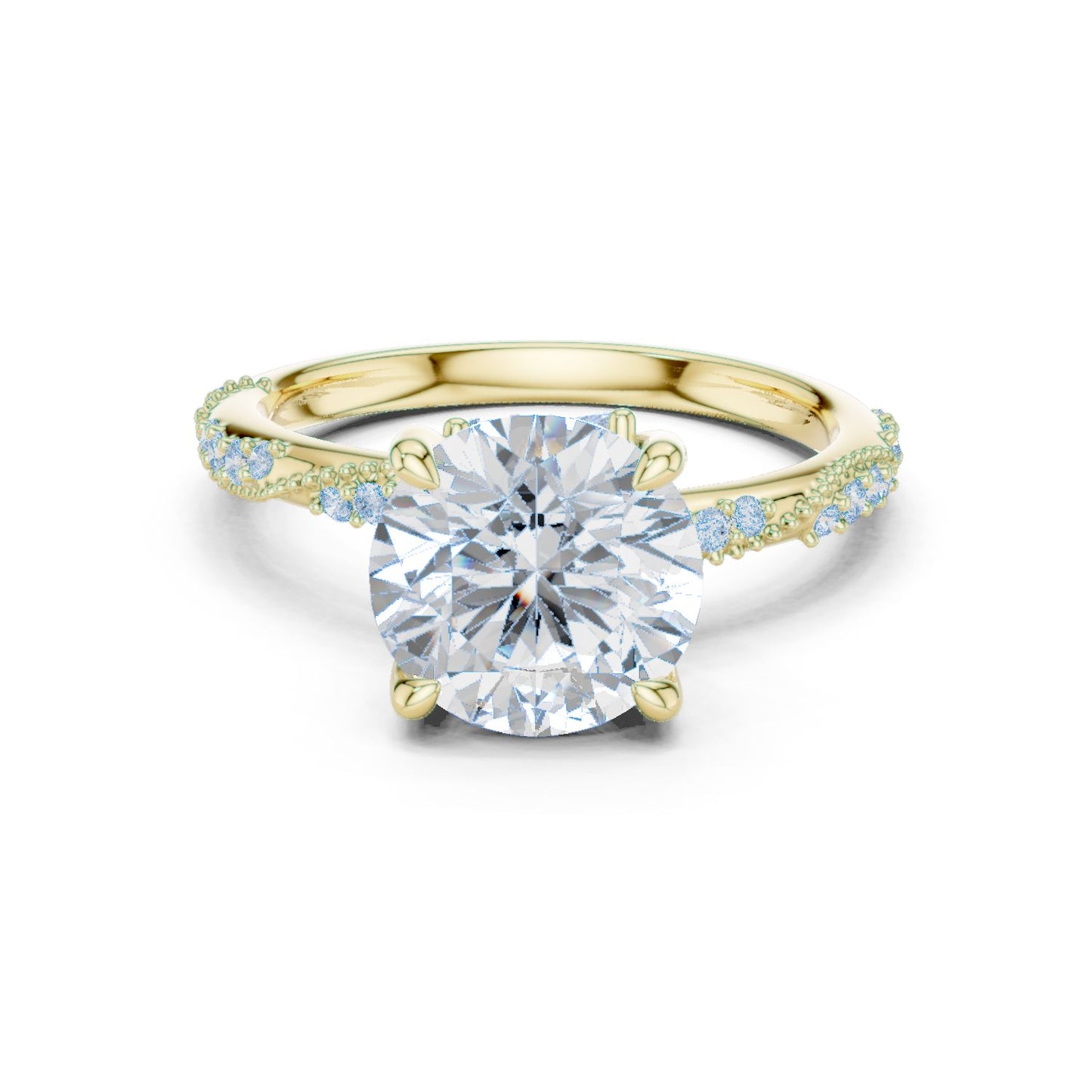 Round Lab Grown Diamond Pave Engagement Ring