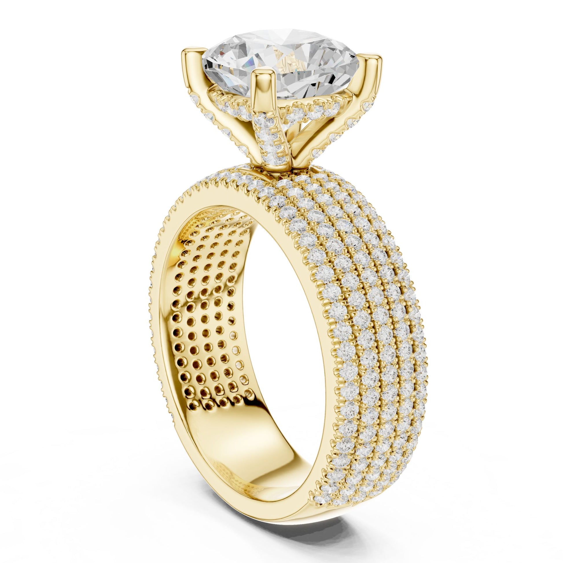 Round Lab Grown Diamond Pave Engagement Ring
