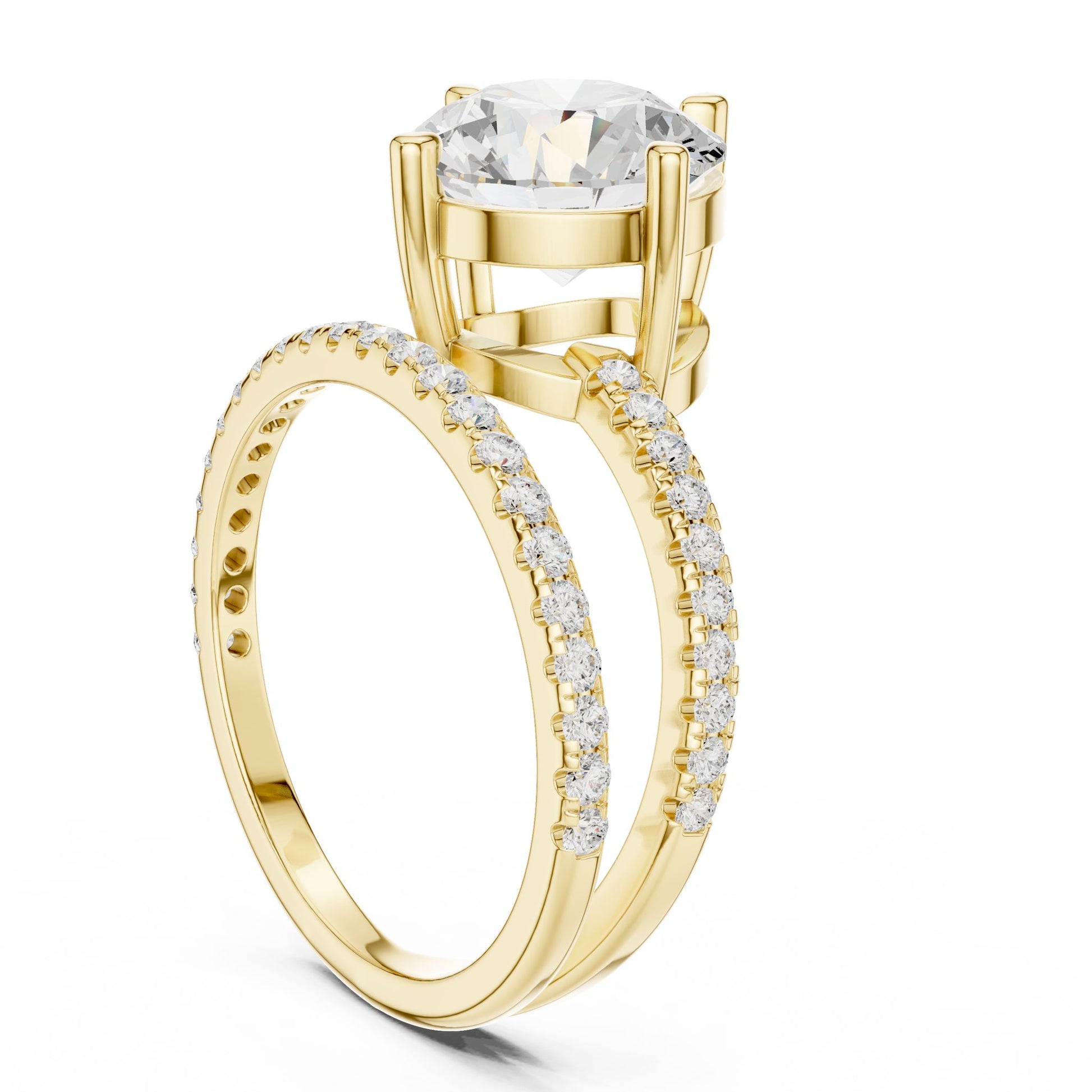 Round Lab Grown Diamond Pave Engagement Ring