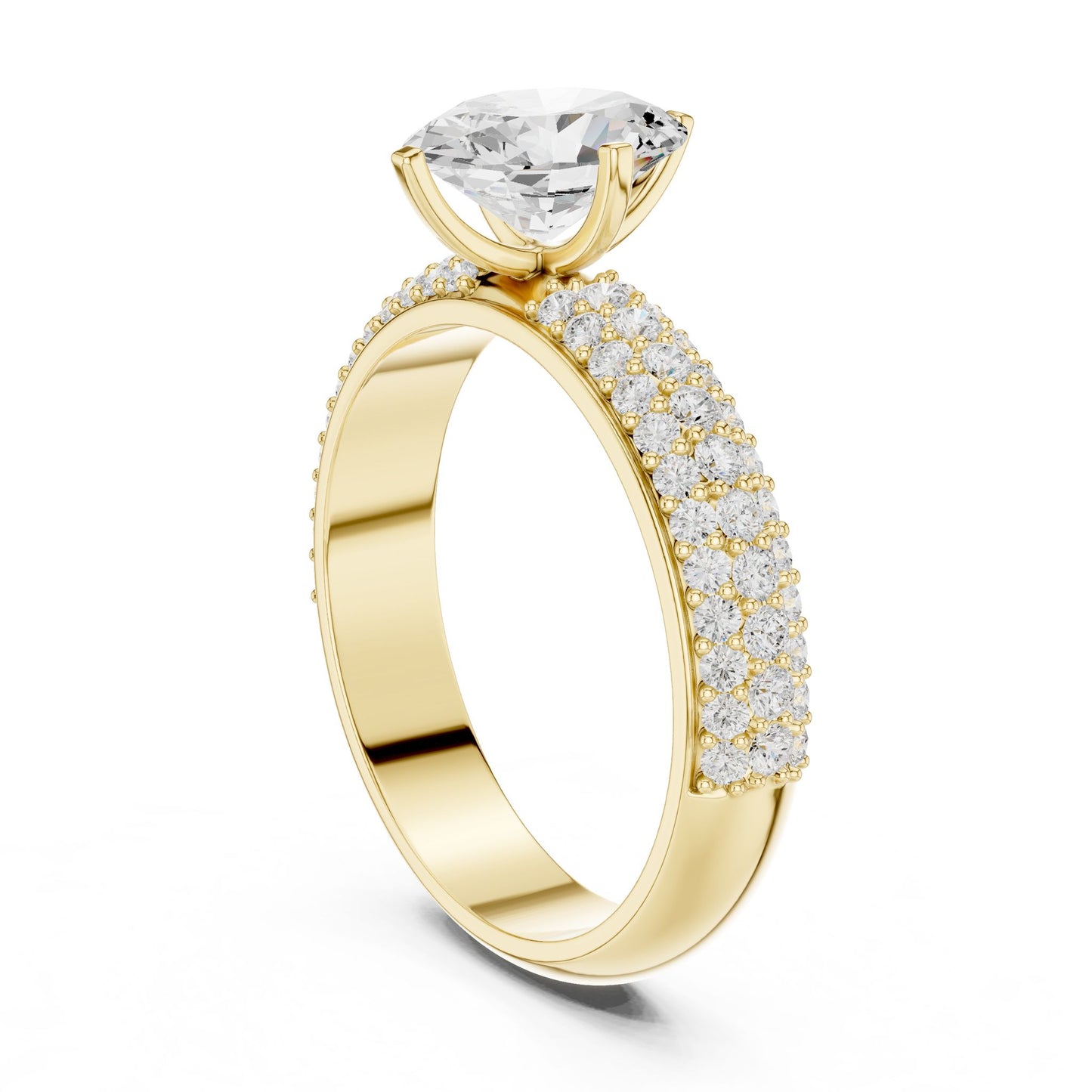 Round Lab Grown Diamond Pave Engagement Ring