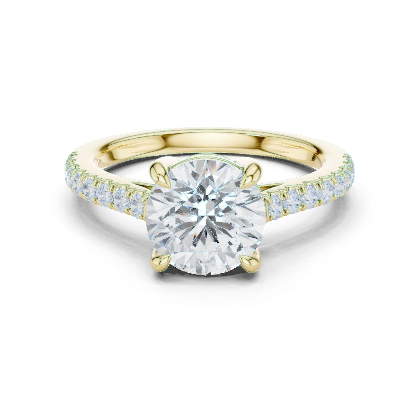 Round Lab Grown Diamond Pave Engagement Ring