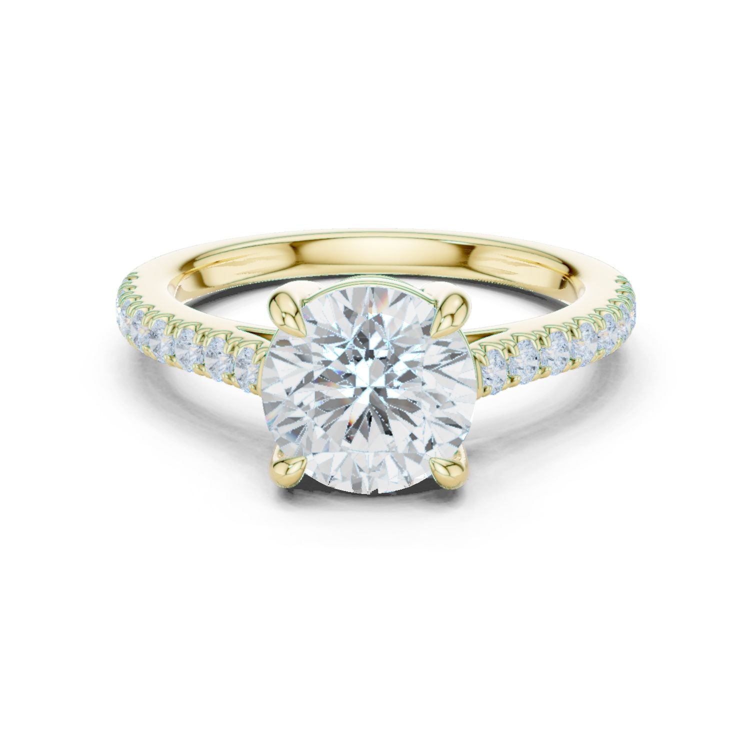 Round Lab Grown Diamond Pave Engagement Ring