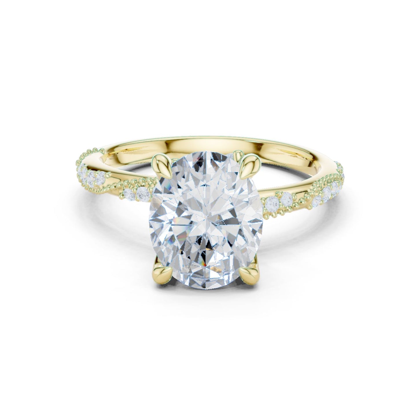 Round Lab Grown Diamond Pave Engagement Ring