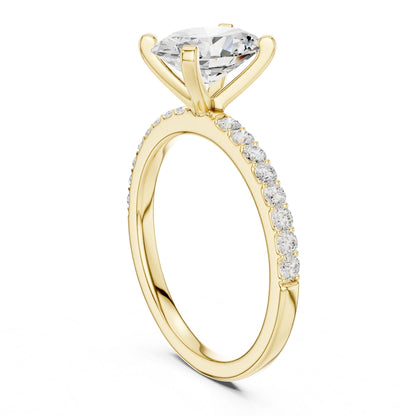 Round Lab Grown Diamond Pave Engagement Ring