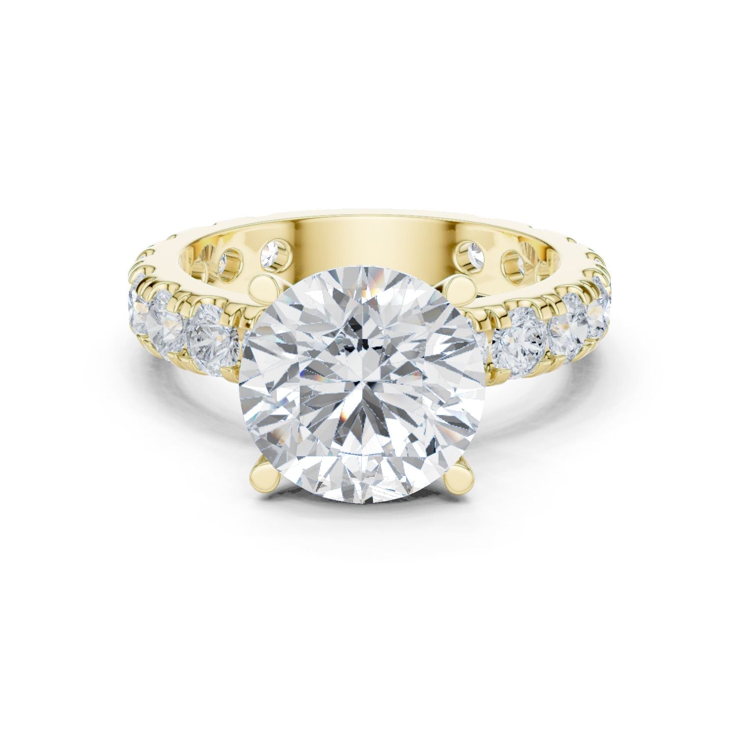 Round Lab Grown Diamond Pave Engagement Ring