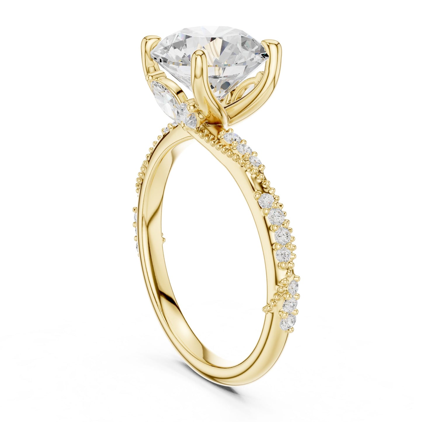 Round Lab Grown Diamond Pave Engagement Ring