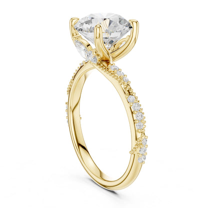 Round Lab Grown Diamond Pave Engagement Ring