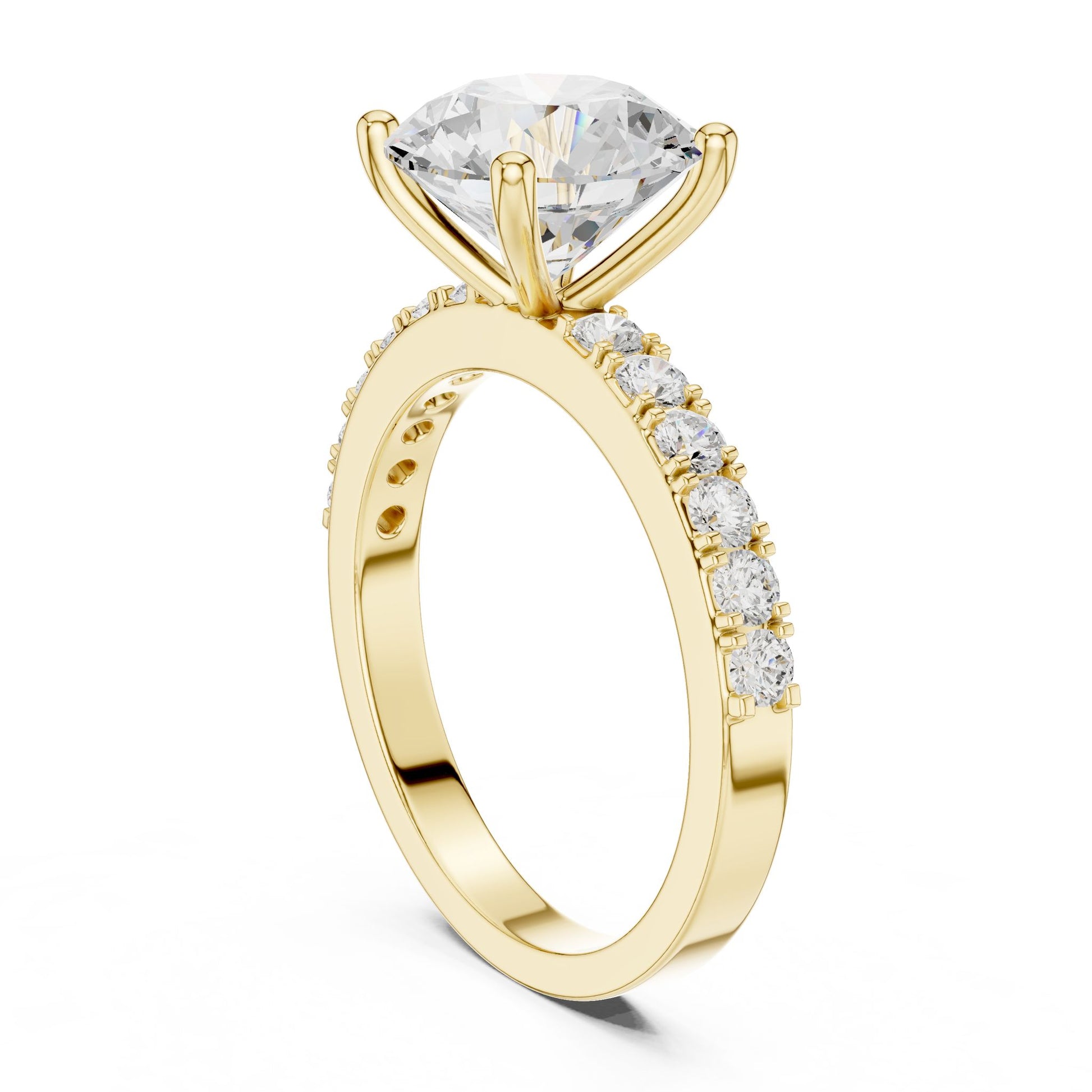 Round Lab Grown Diamond Pave Engagement Ring