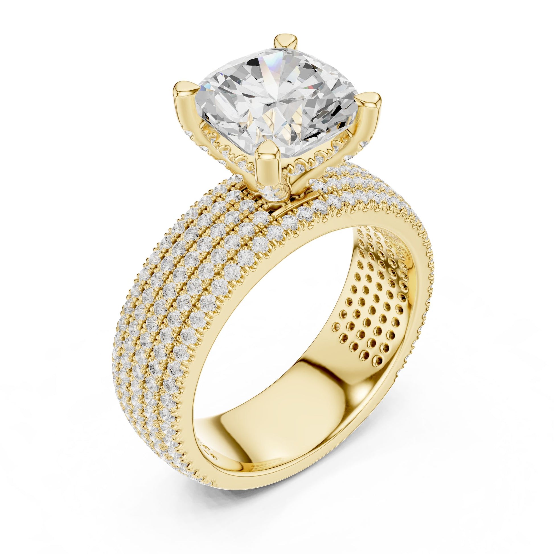 Round Lab Grown Diamond Pave Engagement Ring