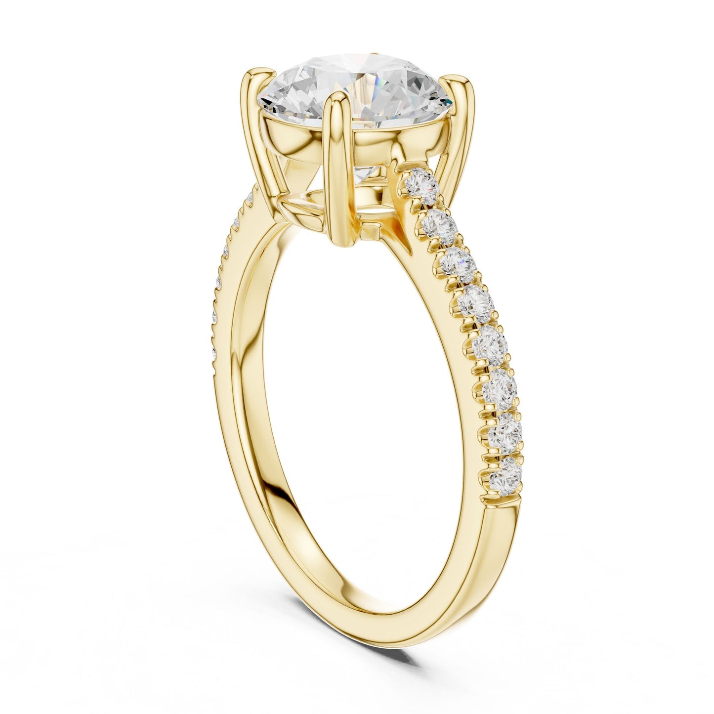 Round Lab Grown Diamond Pave Engagement Ring