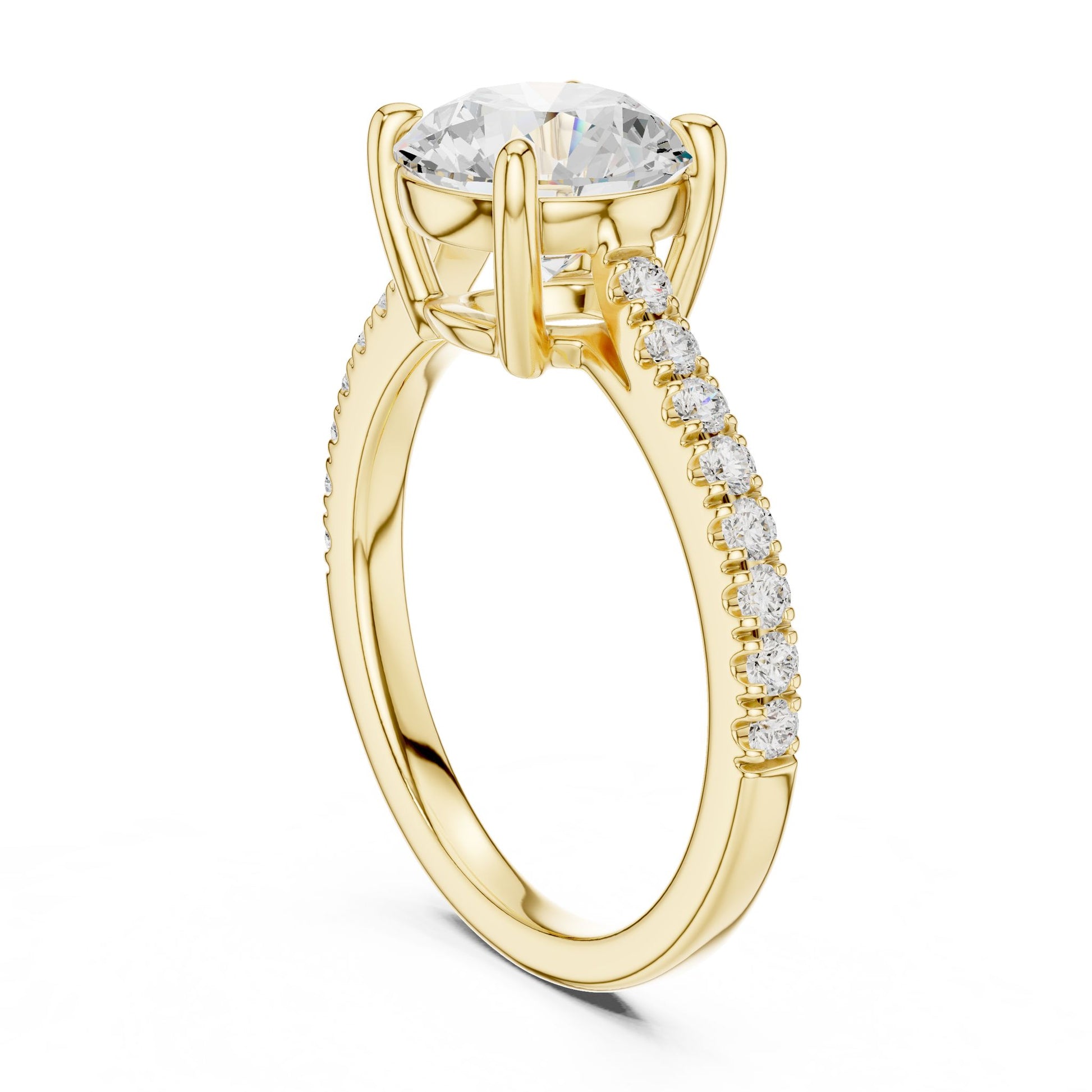 Round Lab Grown Diamond Pave Engagement Ring