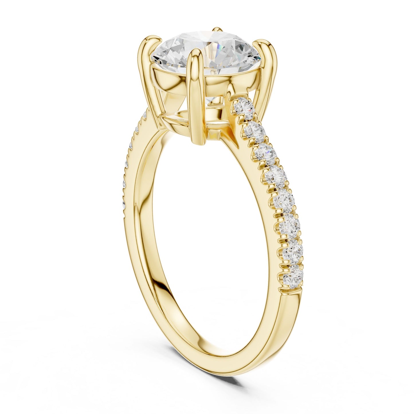 Round Lab Grown Diamond Pave Engagement Ring