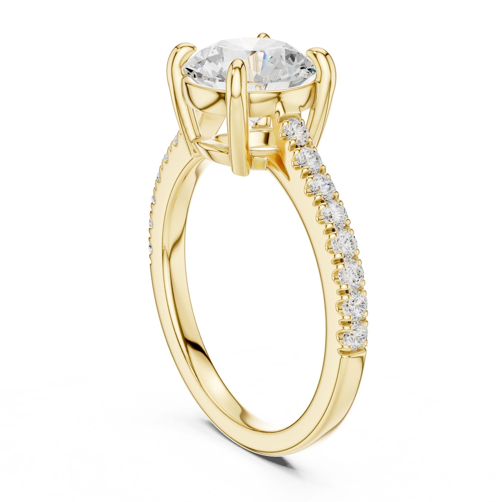 Round Lab Grown Diamond Pave Engagement Ring