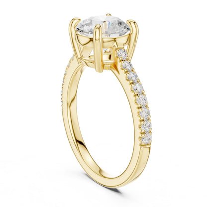 Round Lab Grown Diamond Pave Engagement Ring