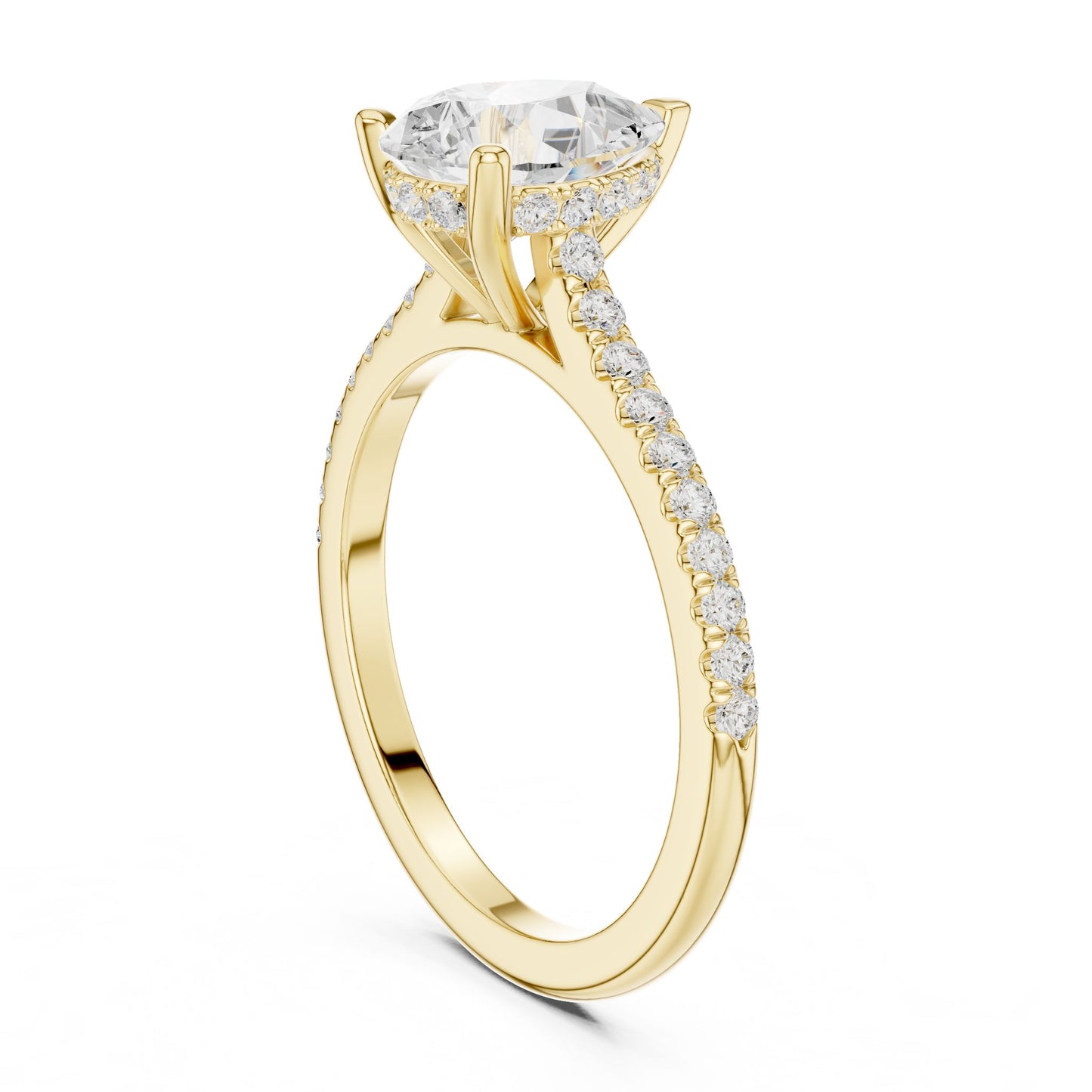 Round Lab Grown Diamond Pave Engagement Ring