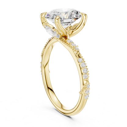 Round Lab Grown Diamond Pave Engagement Ring