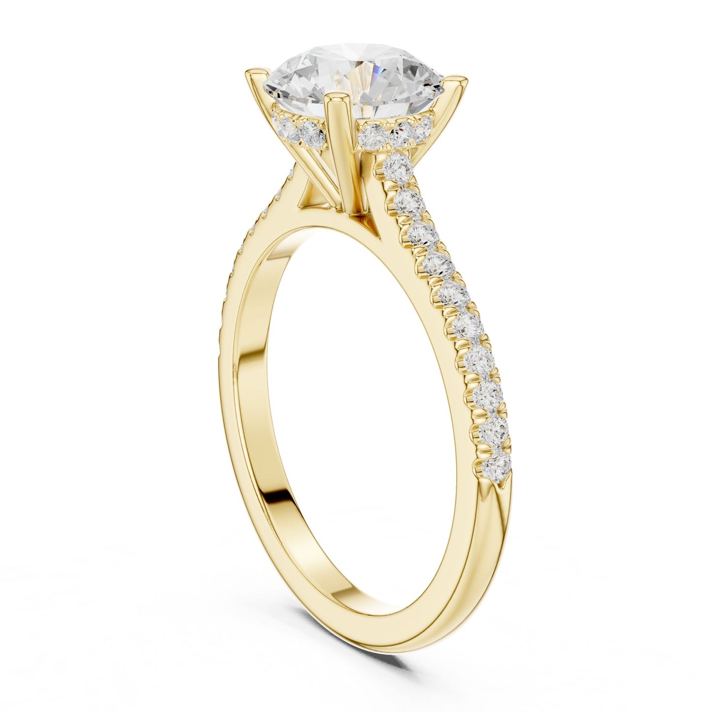 Round Lab Grown Diamond Pave Engagement Ring