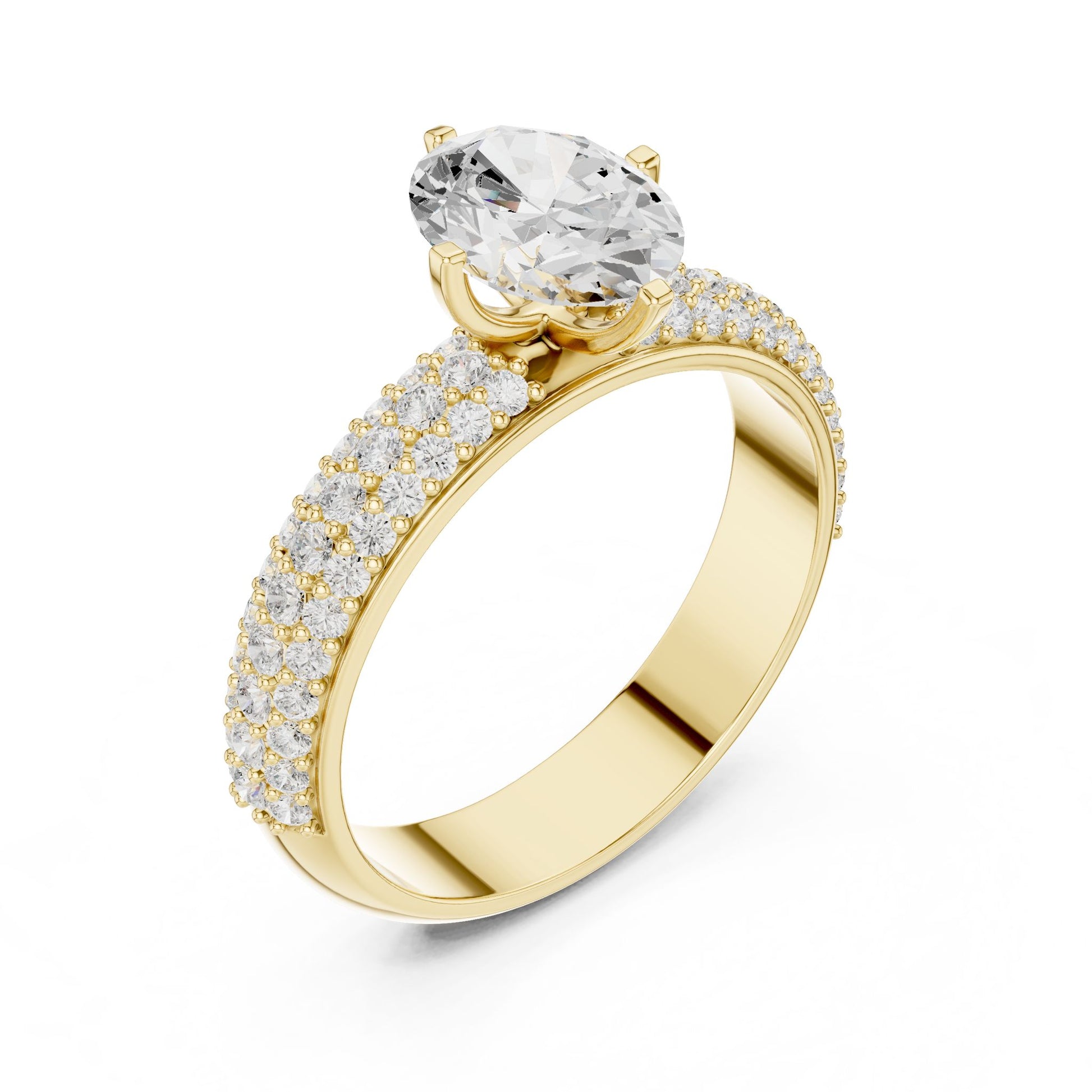 Round Lab Grown Diamond Pave Engagement Ring