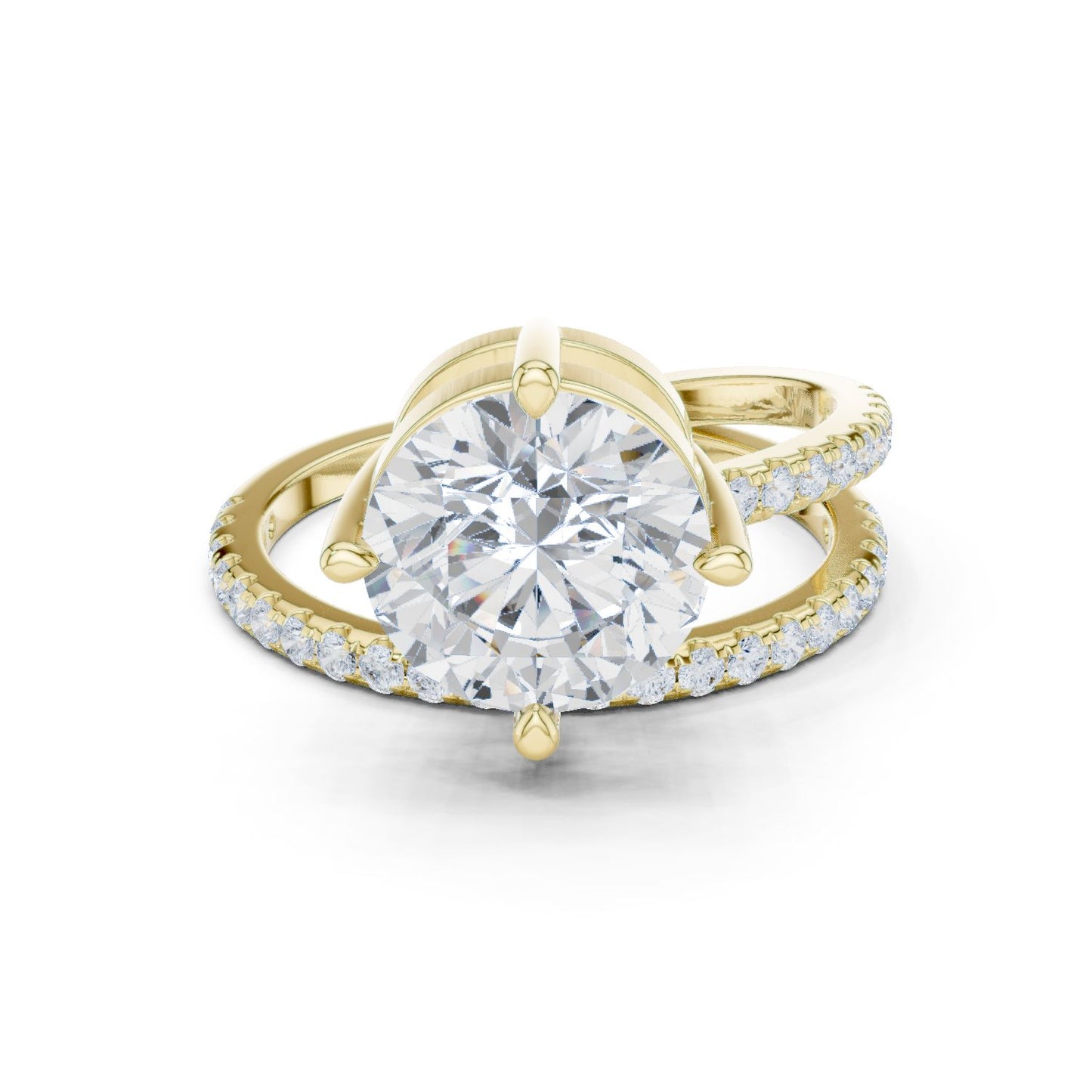 Round Lab Grown Diamond Pave Engagement Ring