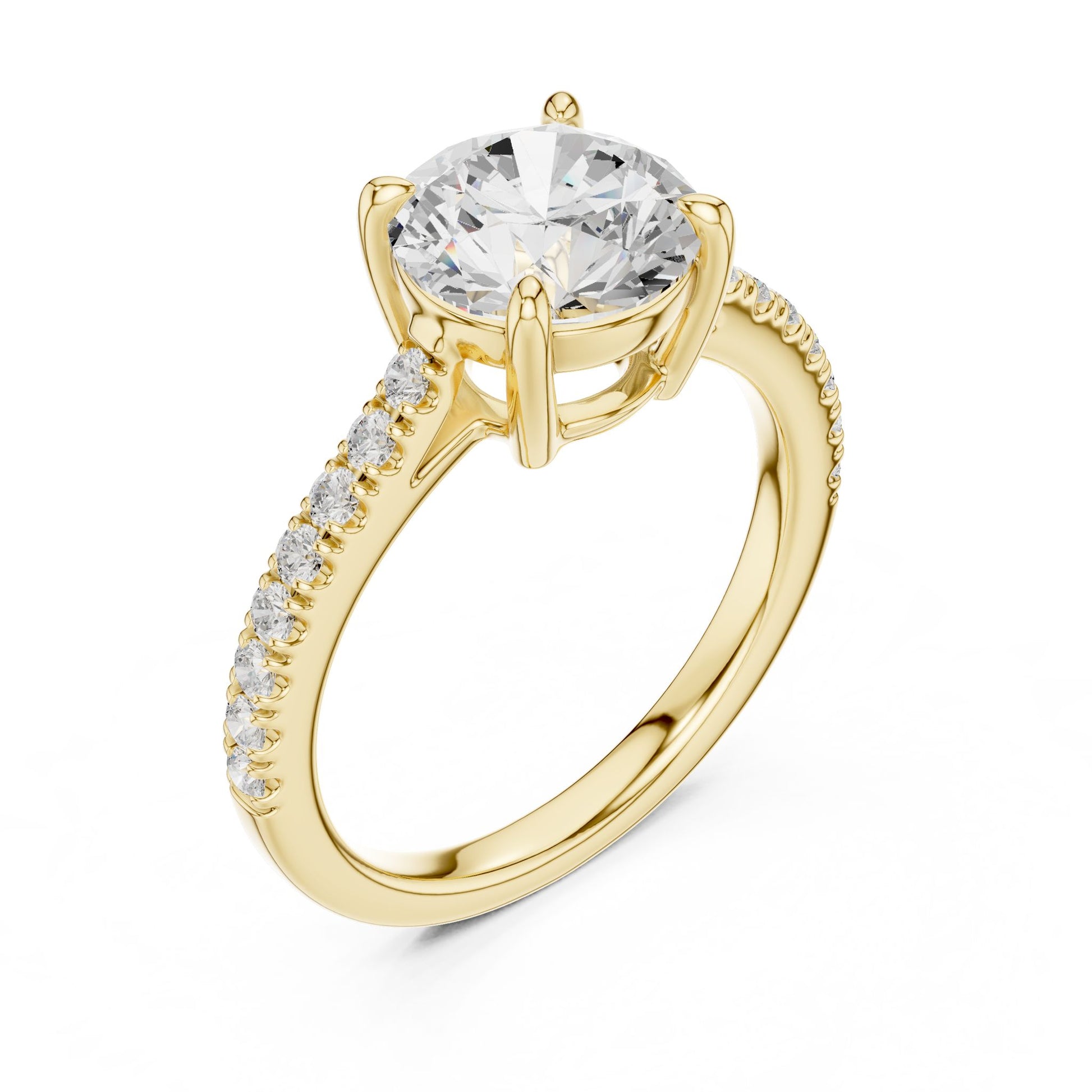 Round Lab Grown Diamond Pave Engagement Ring