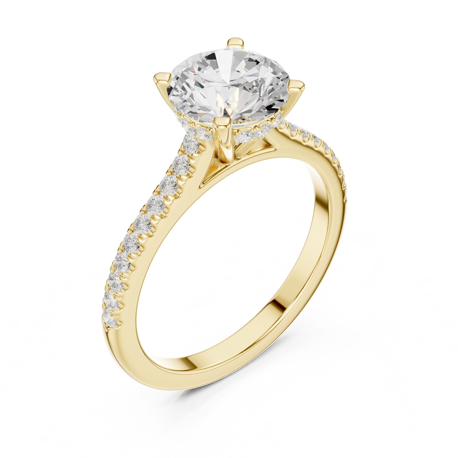 Round Lab Grown Diamond Pave Engagement Ring