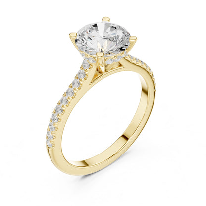 Round Lab Grown Diamond Pave Engagement Ring