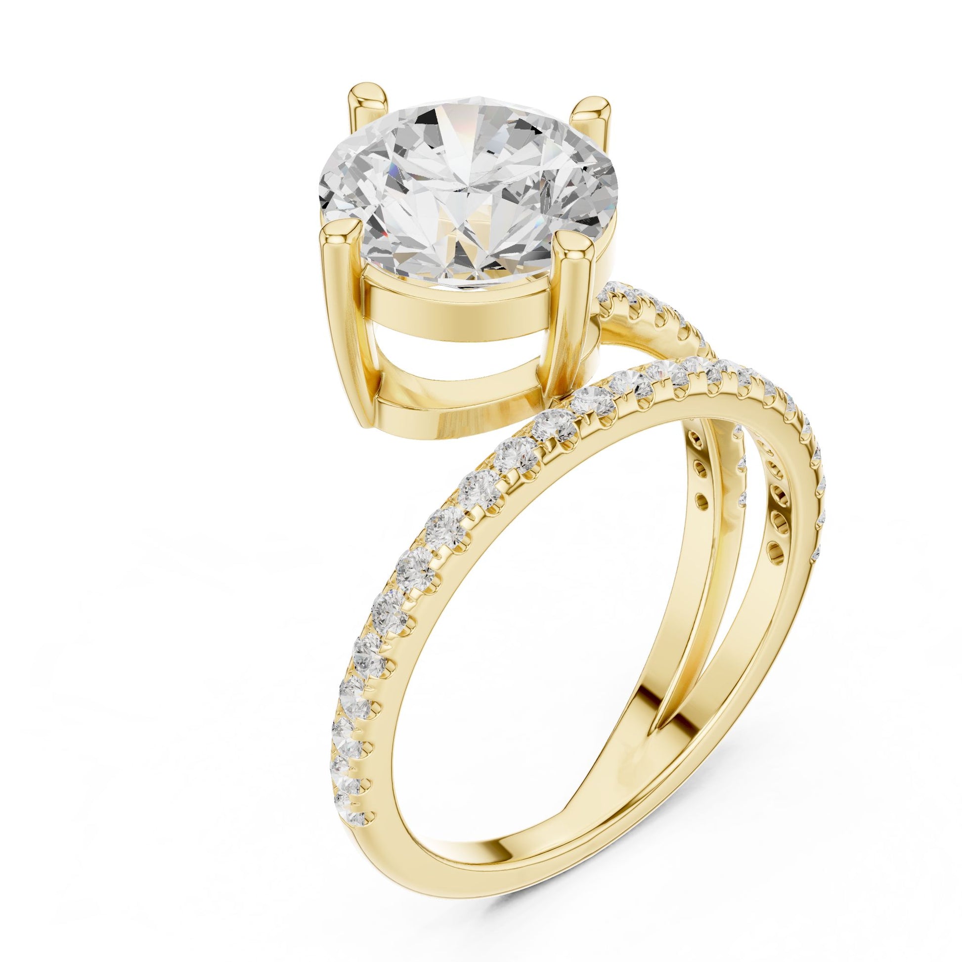 Round Lab Grown Diamond Pave Engagement Ring