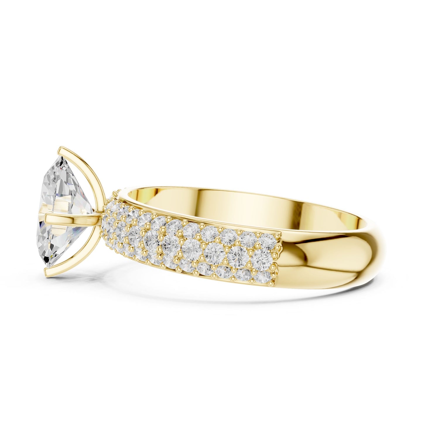 Round Lab Grown Diamond Pave Engagement Ring