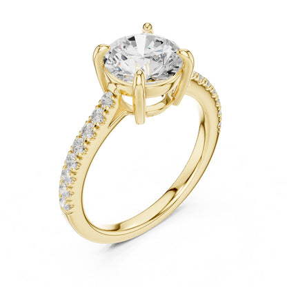 Round Lab Grown Diamond Pave Engagement Ring