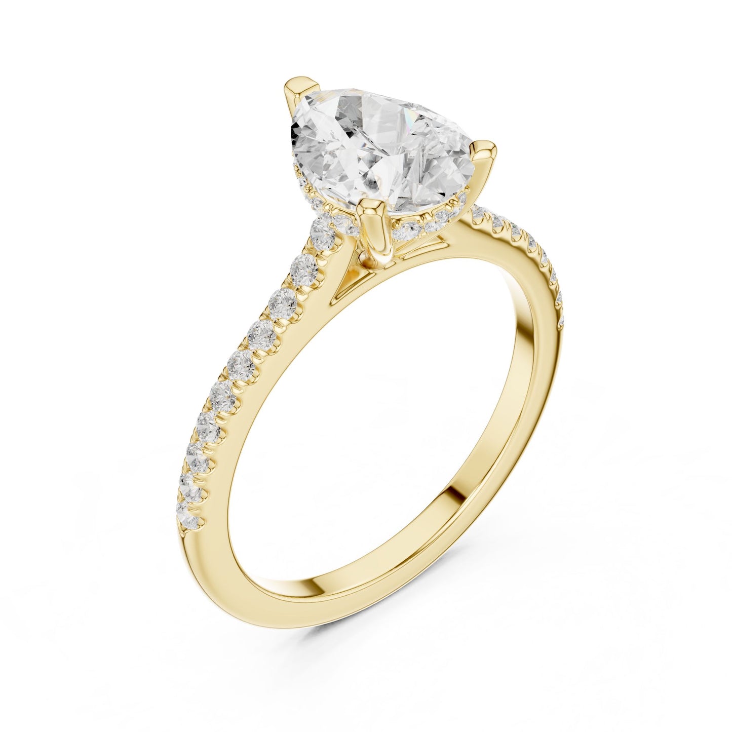 Round Lab Grown Diamond Pave Engagement Ring