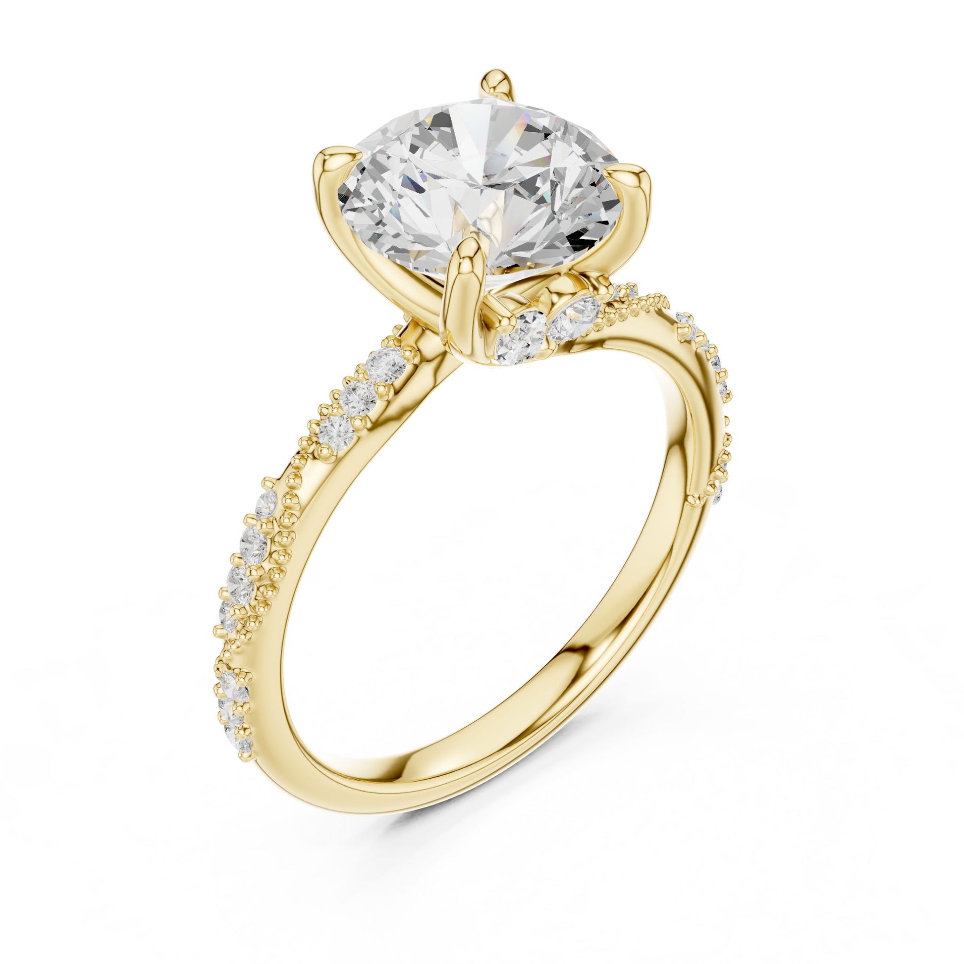 Round Lab Grown Diamond Pave Engagement Ring