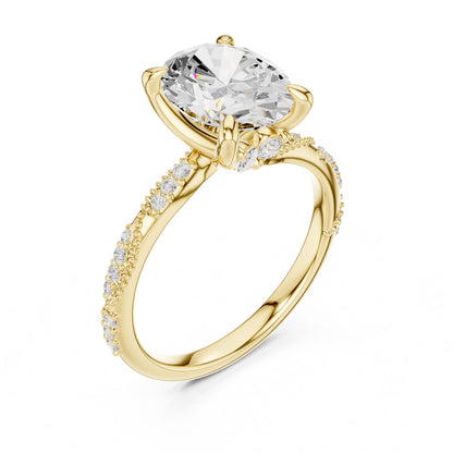 Round Lab Grown Diamond Pave Engagement Ring