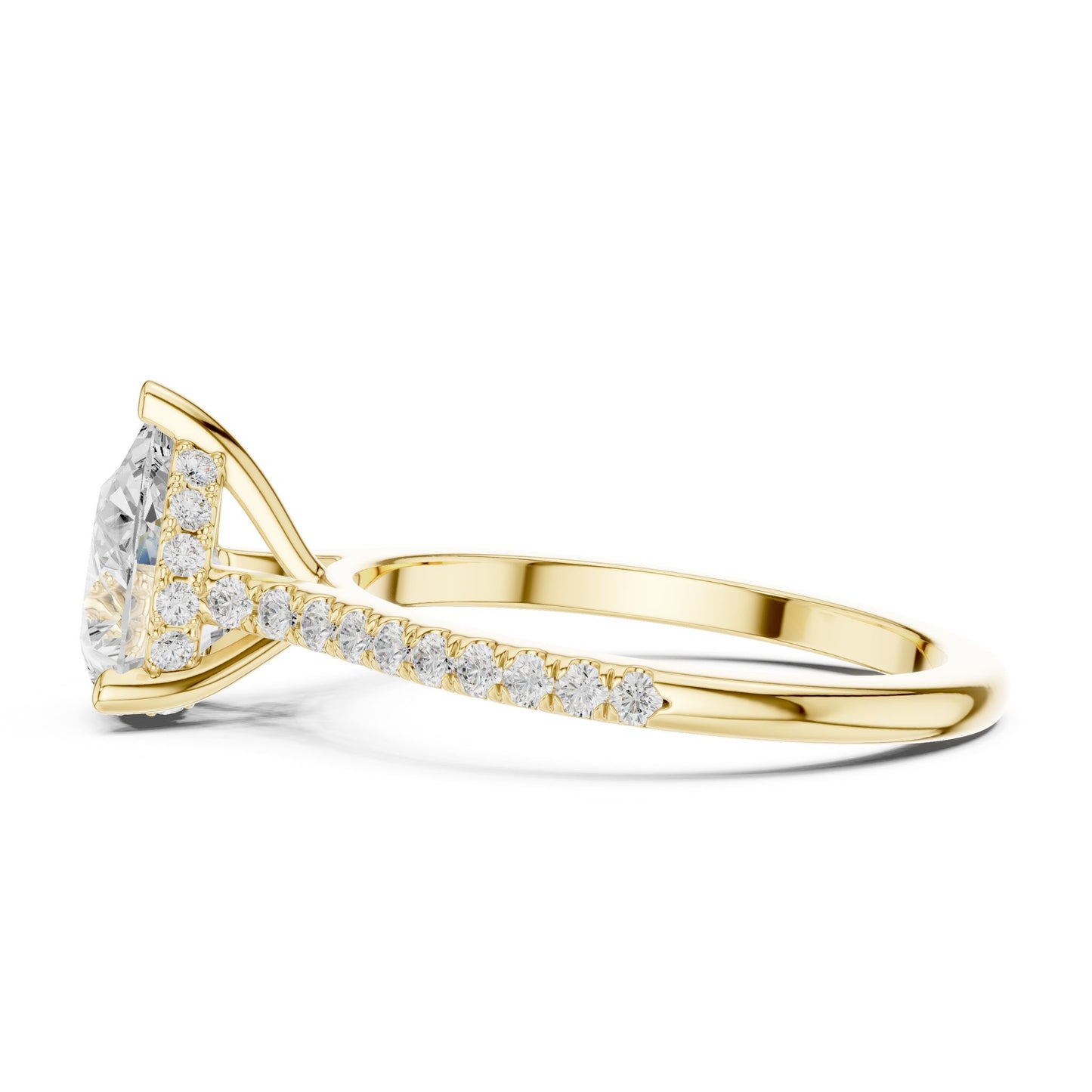 Round Lab Grown Diamond Pave Engagement Ring