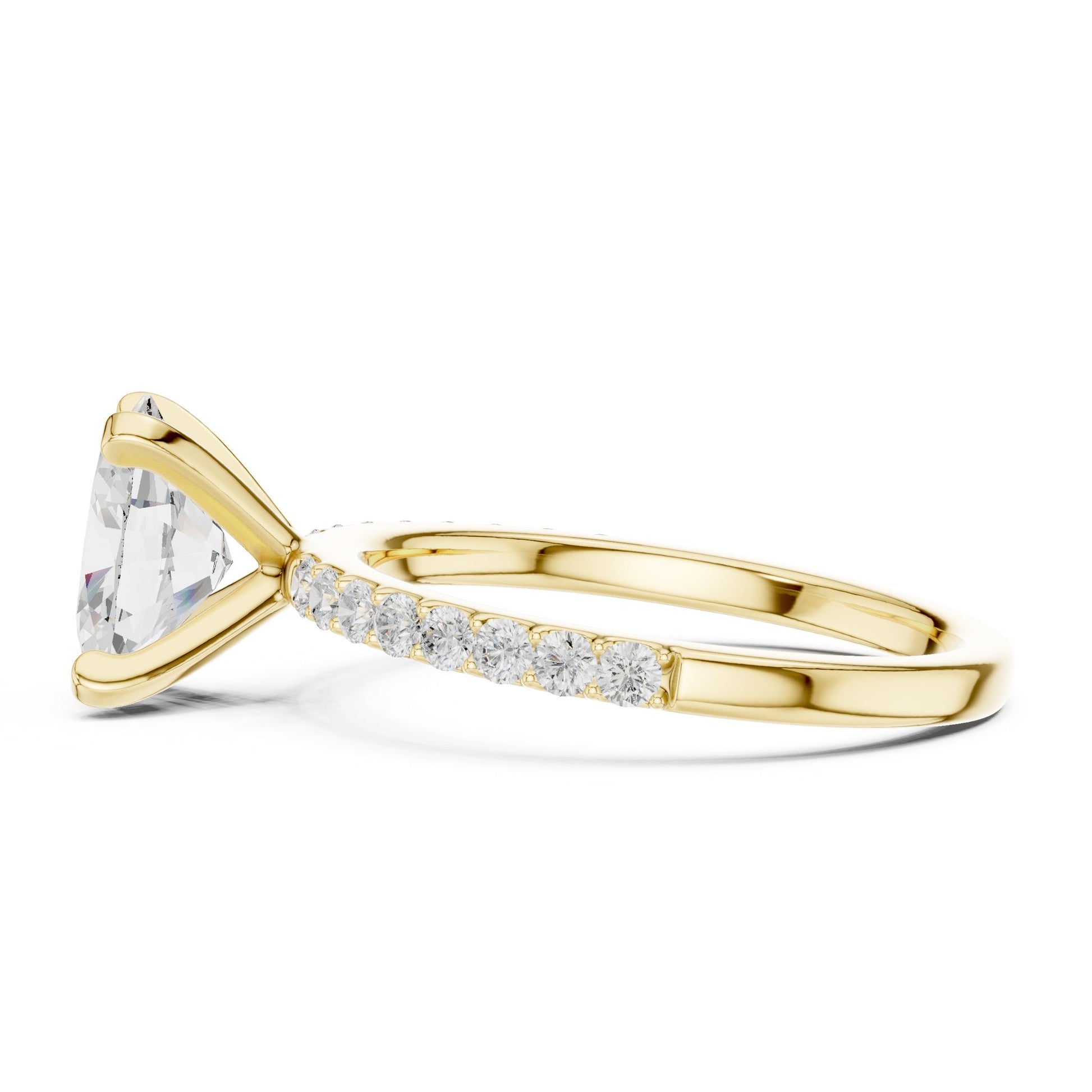 Round Lab Grown Diamond Pave Engagement Ring