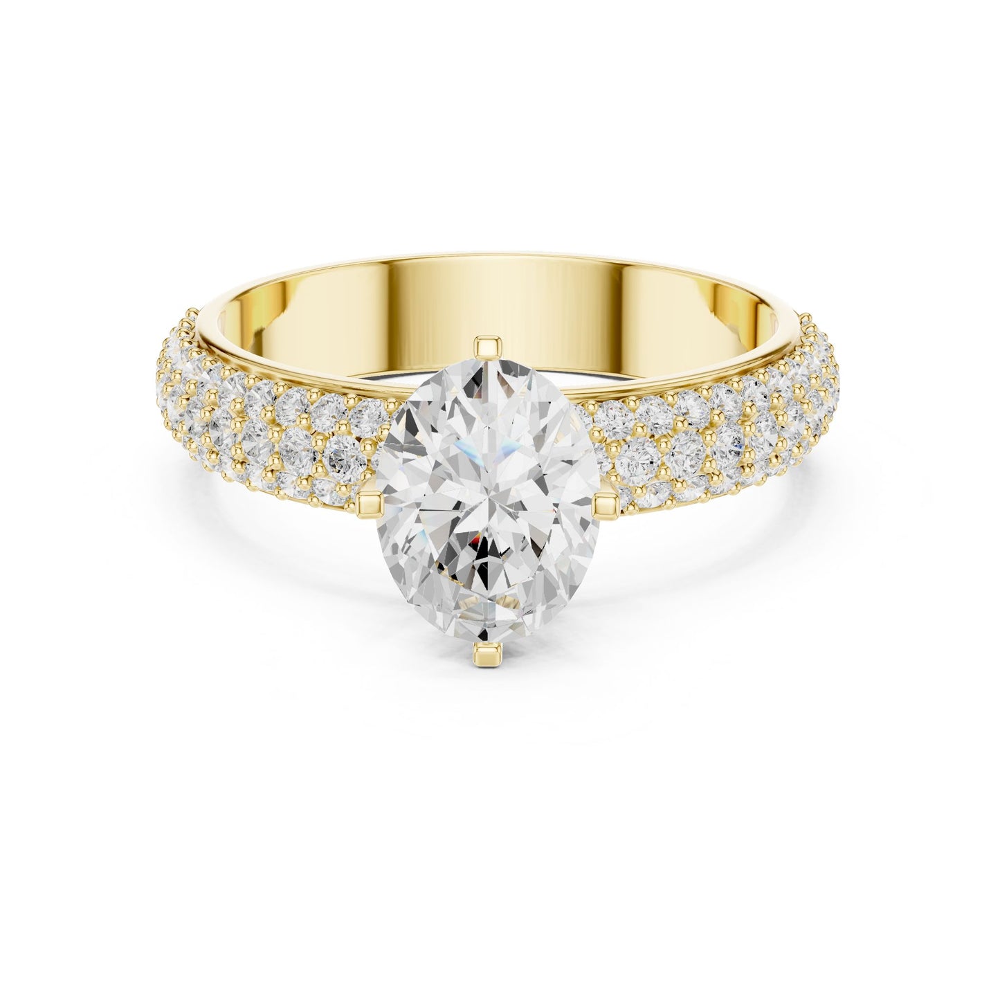 Round Lab Grown Diamond Pave Engagement Ring