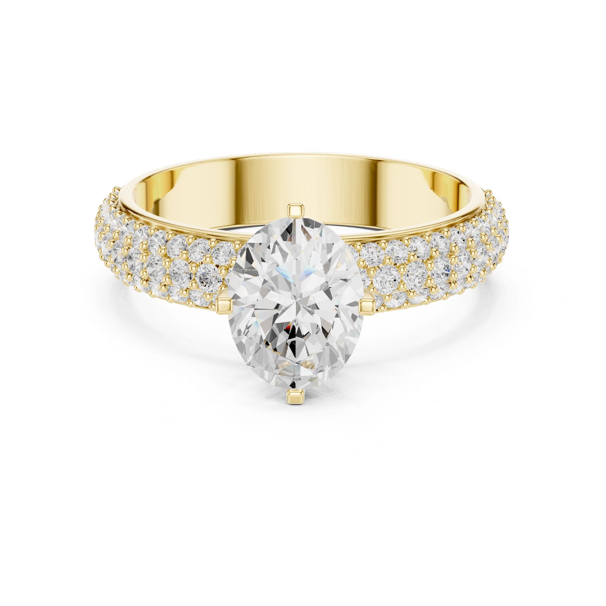 Round Lab Grown Diamond Pave Engagement Ring