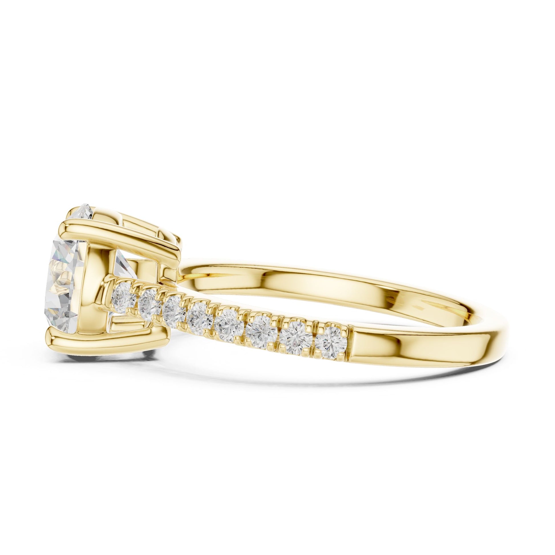 Round Lab Grown Diamond Pave Engagement Ring