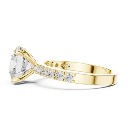 Round Lab Grown Diamond Pave Engagement Ring