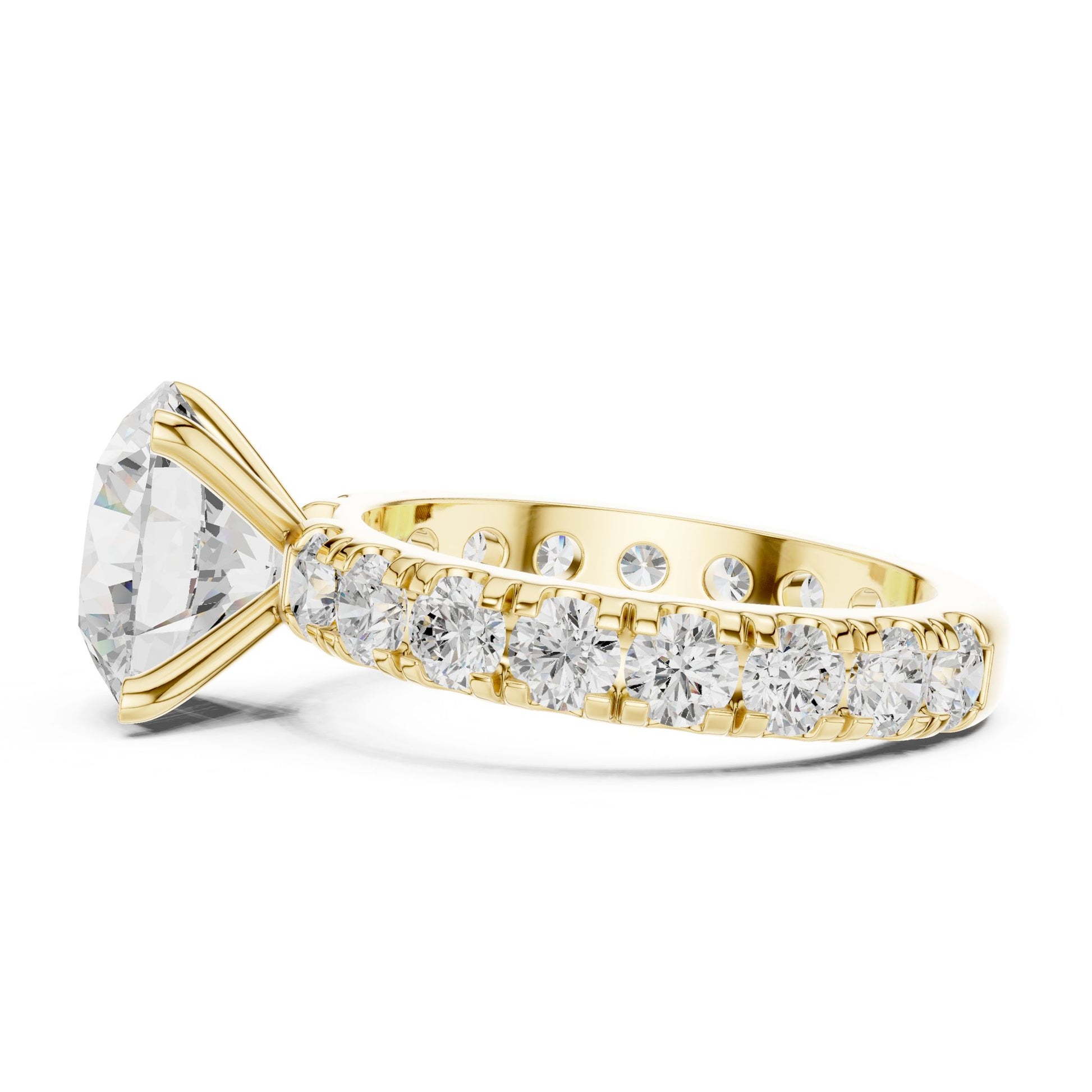 Round Lab Grown Diamond Pave Engagement Ring