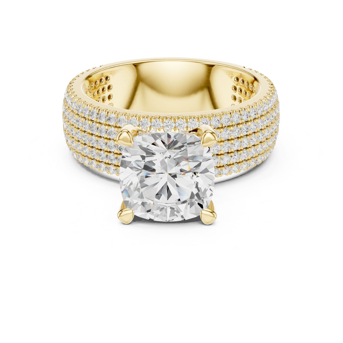 Round Lab Grown Diamond Pave Engagement Ring