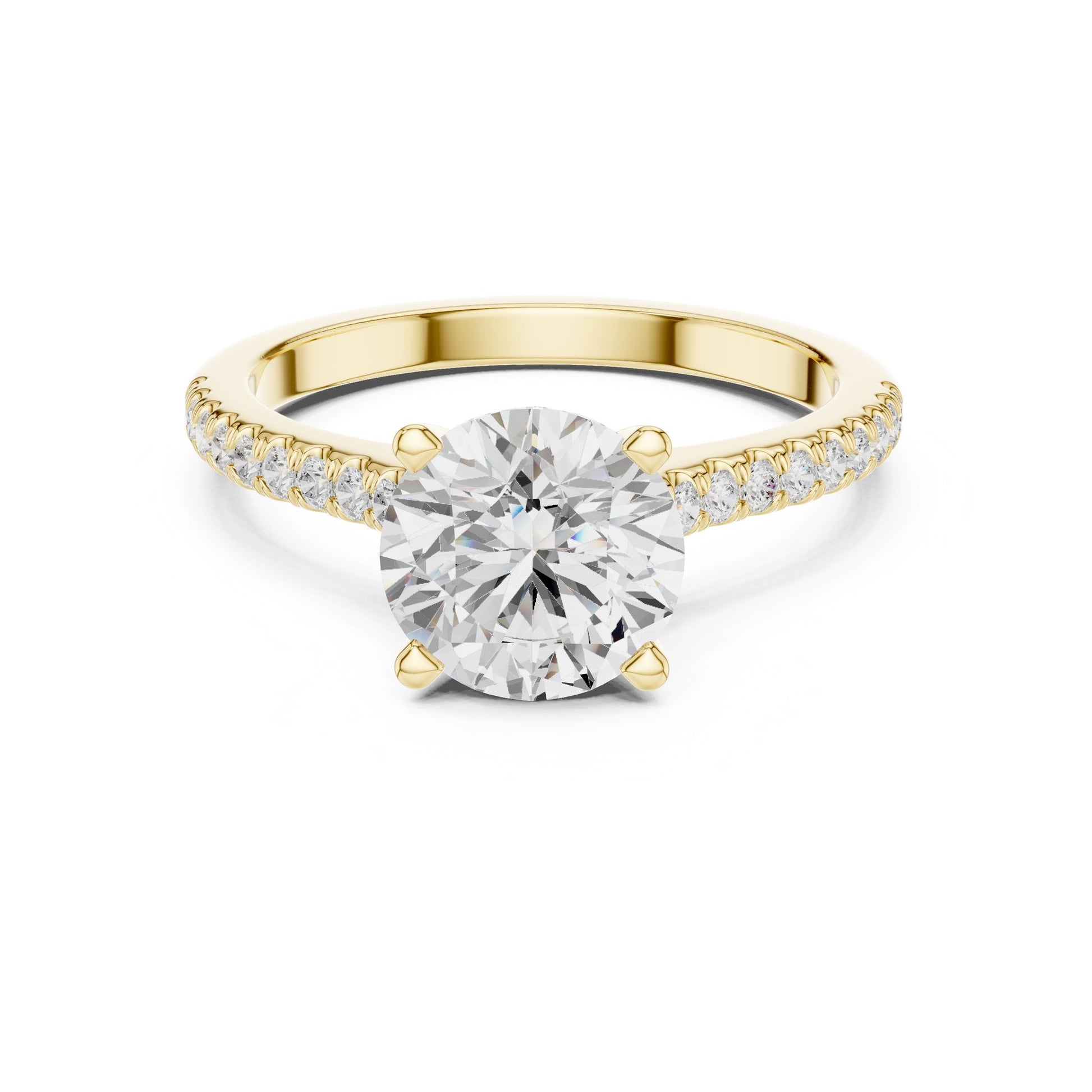 Round Lab Grown Diamond Pave Engagement Ring