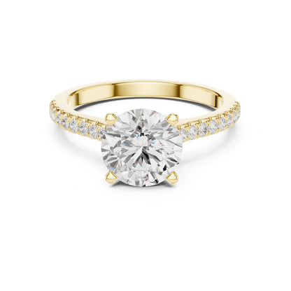 Round Lab Grown Diamond Pave Engagement Ring