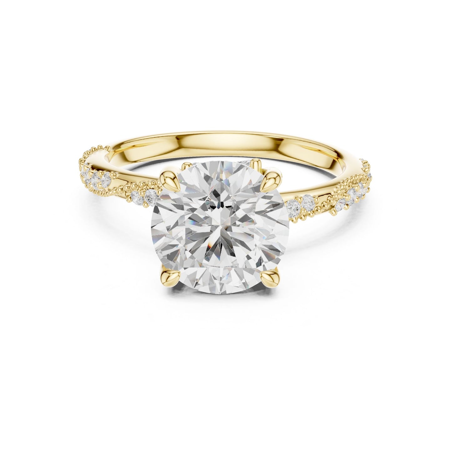 Round Lab Grown Diamond Pave Engagement Ring