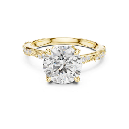 Round Lab Grown Diamond Pave Engagement Ring