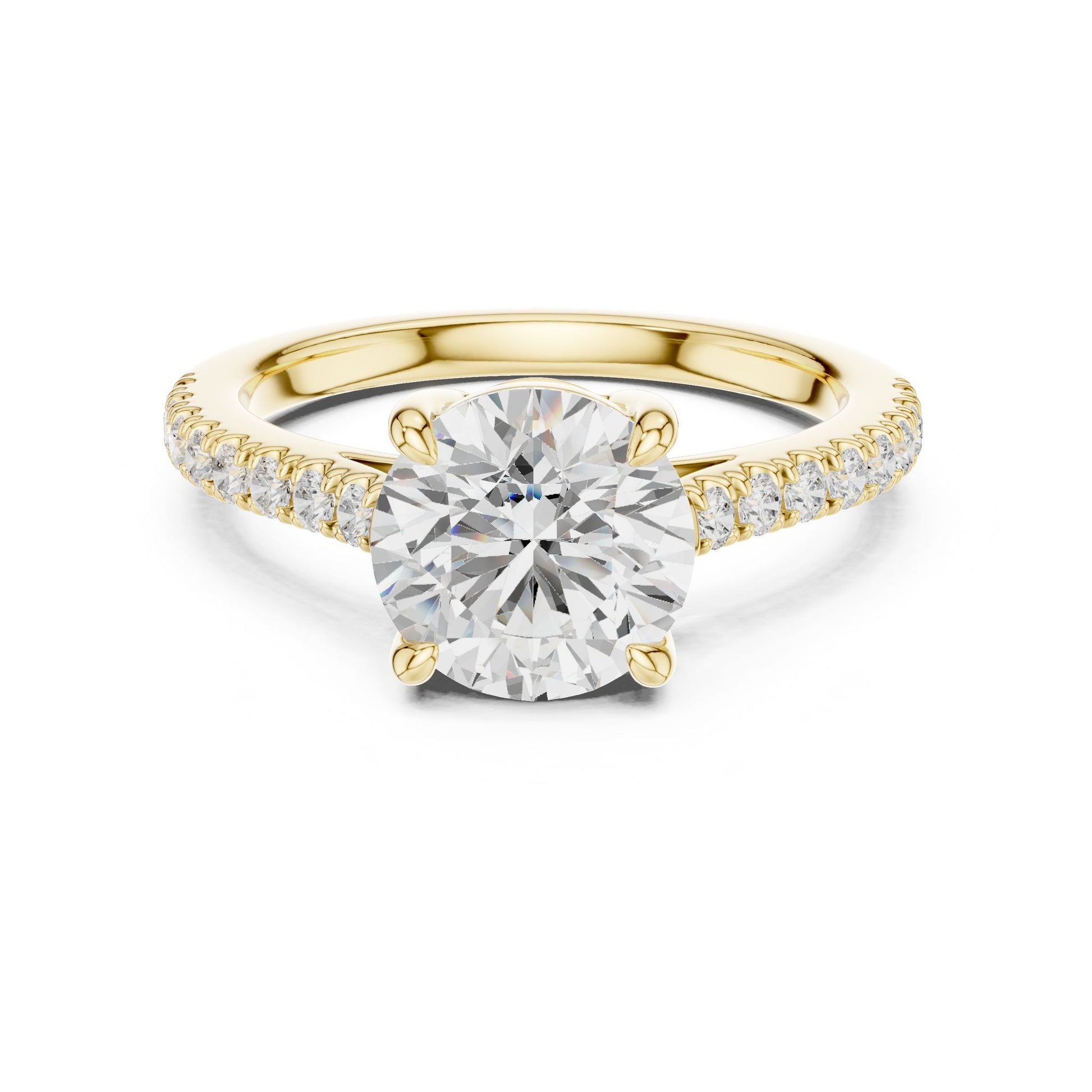 Round Lab Grown Diamond Pave Engagement Ring